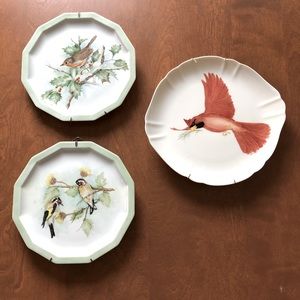 Set of three hand painted plates